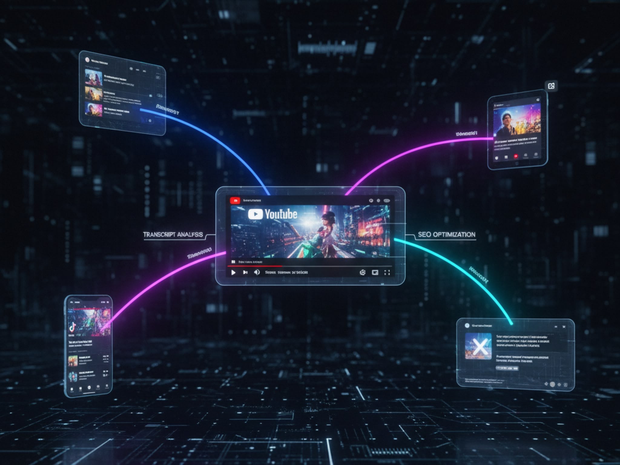 Automated Content Repurposing System - YouTube ecosystem with transcript analysis, SEO optimization, and cross-platform distribution